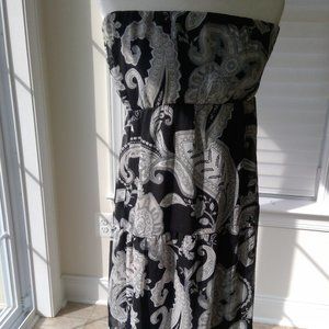 Old Navy Black and White Paisley Strapless Dress